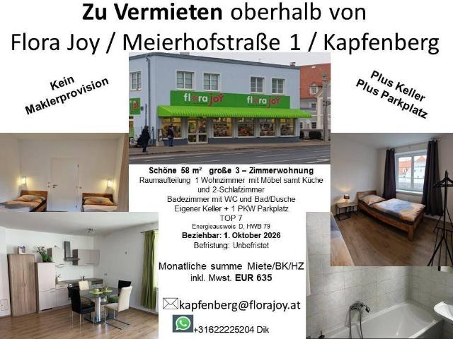 Möblierter Neubau 3 Zimmer 58m² in Kapfenberg