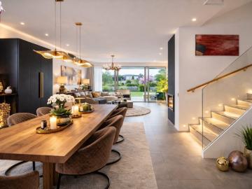 Möbliertes Designer Doppelhaus mit Spa & Pool nahe Wien