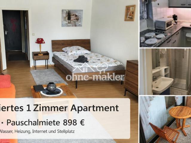 Möbliertes 1 Zimmer Wohnung mit Balkon, Stellplatz und Pauschalmiete