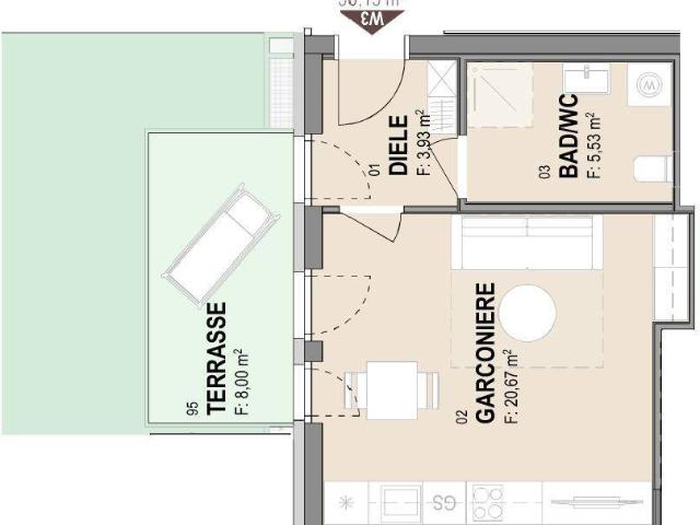 Moderne Neubauwohnung mit Terrasse