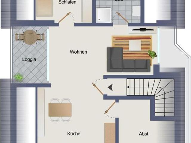 Moderne Dachgeschosswohnung mit Loggia