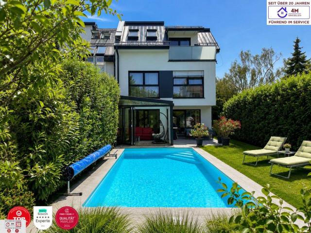 Moderne Designvilla mit Pool, Wintergarten, Kamin Massivbau in Toplage mit perfekter Anbindung an die U6 550 m und Badner Bahn 350 m
