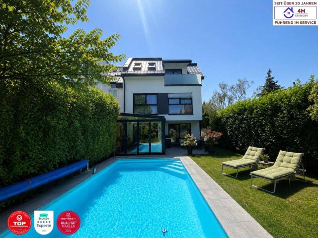 Moderne Designvilla mit Pool, Wintergarten, Kamin Massivbau in Toplage mit perfekter Anbindung an die U6 550 m und Badner Bahn 350 m