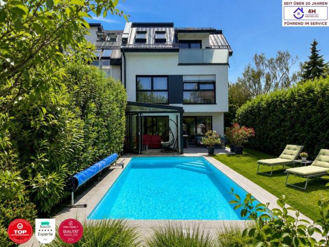 Moderne Designvilla mit Pool, Wintergarten, Kamin Massivbau in Toplage mit perfekter Anbindung an die U6 550 m und Badner Bahn 350 m