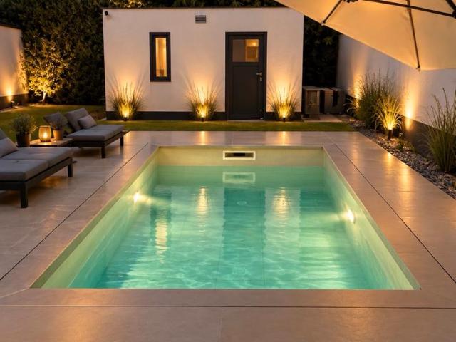 Moderne Doppelhaushälfte in Feldrandlage mit Pool