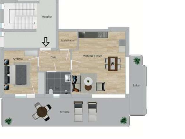 Moderne Erdgeschosswohnung mit Balkon und Terrasse