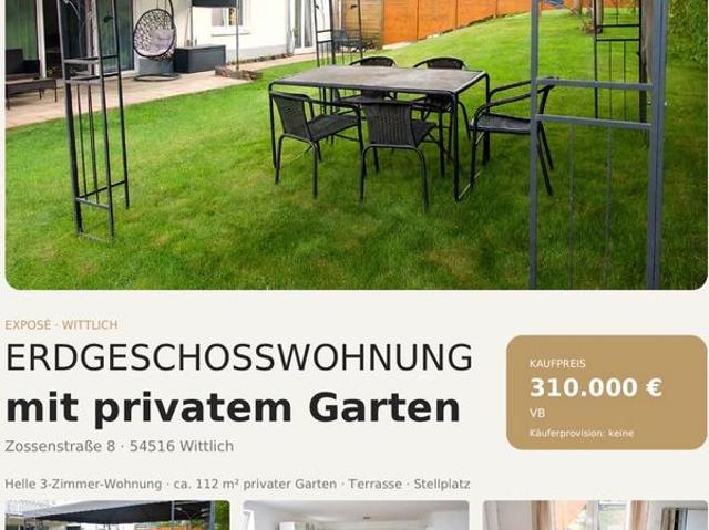 Moderne Erdgeschosswohnung mit privatem Garten in Wittlich