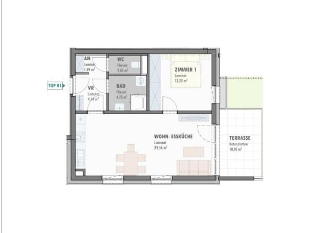 Moderne Erdgeschoßwohnung mit Terrasse und Garten
