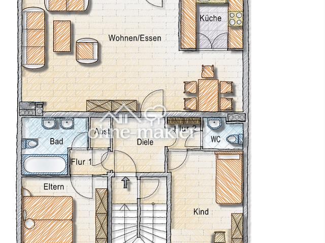 Moderne, helle 3,5 Zimmer Wohnung – 1. OG – ruhige Top Lage mit 3 Balkonen & Feldbergblick