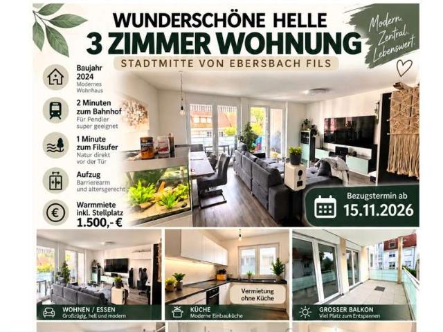 Moderne helle 3 Zimmer Wohnung Ebersbach/Fils FÜR PENDLER SUPER GEEIGNET