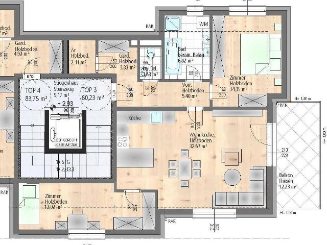 Projekt Ferdinand: MODERNE WOHNUNG MIT DER INNOVATIVSTEN TECHNOLOGIE IN PREMIUMLAGE 3 Zimmer 32 m2 Wohnzimmer 12 m2 Balkon Lift provisionsfrei – barrierefrei