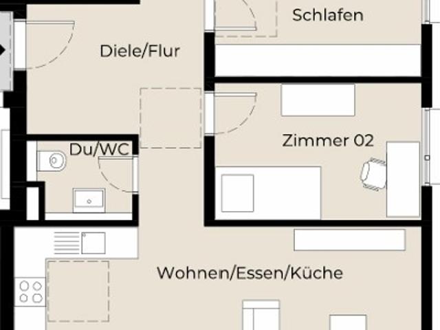 Moderne Wohnung mit vier Zimmern und Balkon