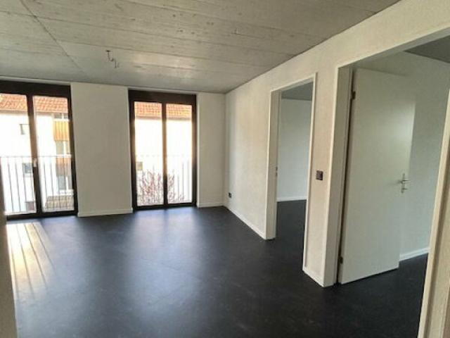 Moderne Wohnung mit zwei Badezimmern, Waschturm und Balkon