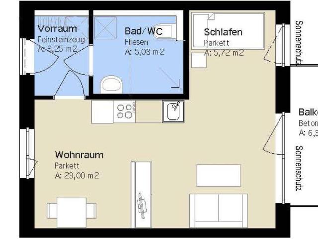 Moderne 1 Zimmer Wohnung mit Balkon in ruhiger Lage