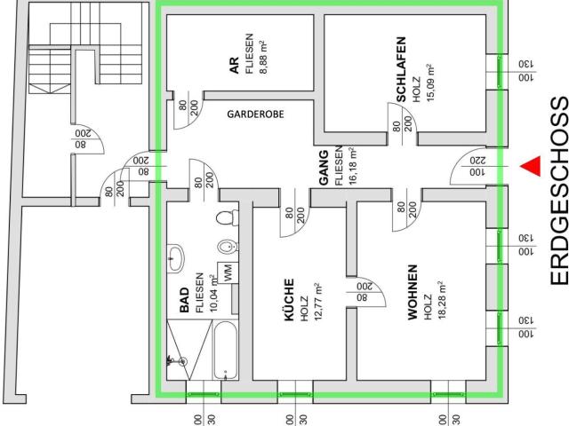 Moderne 2 Zi. Wohnung in Eferding, EG, 81m², Einbauküche, Bad mit Wanne & Dusche