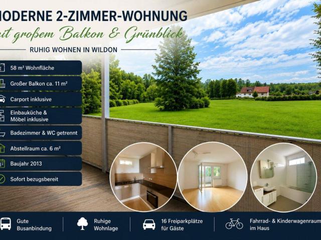 Moderne 2 Zimmer Eigentumswohnung mit großem Balkon, Carport & Grünblick in Wildon – sofort bezugsbereit!