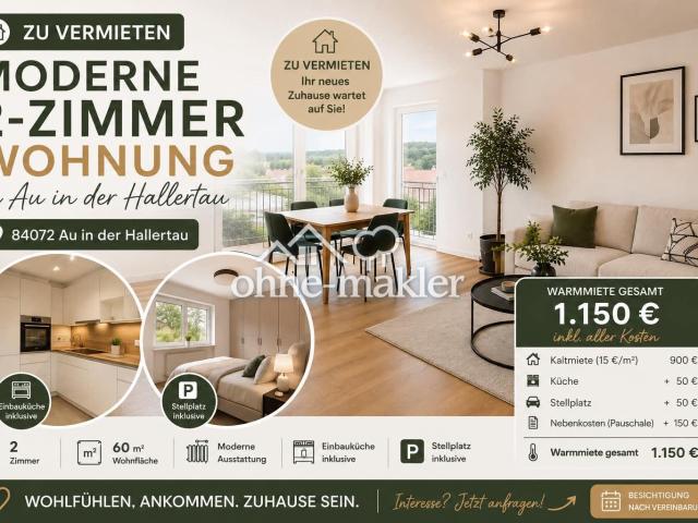 MODERNE 2 ZIMMER WOHNUNG inkl. Küche, Stellplatz und Dachgeschoss