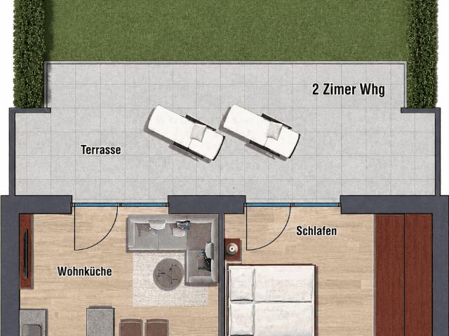Moderne 2 Zimmer Wohnung mit Garten und Tiefgarage