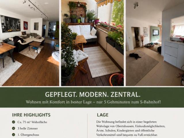 Moderne 3 Zimmer Eigentumswohnung in Obertshausen – 75 m², Balkon