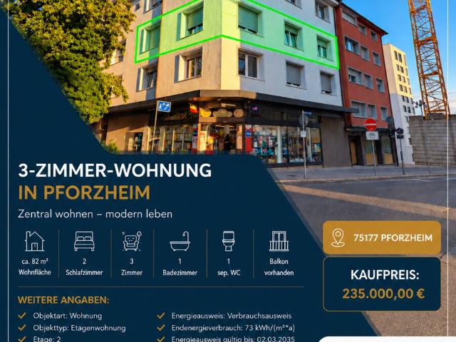Moderne 3 Zimmer Wohnung in zentraler Lage