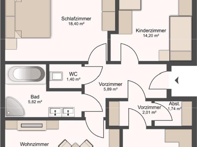 Moderne 3 Zimmer Wohnung mit Balkon in Senftenberg