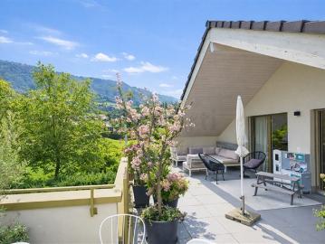 Moderne 5.5 Zimmer Dachwohnung in Erlinsbach mit wunderschöner Terrasse, von wo Sie die Abendsonne geniessen können