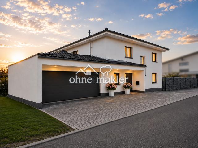 Modernes Einfamilienhaus mit Pool und mediterranem Garten
