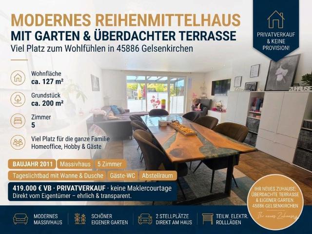 Modernes Reihenmittelhaus mit Garten & überdachter Terrasse