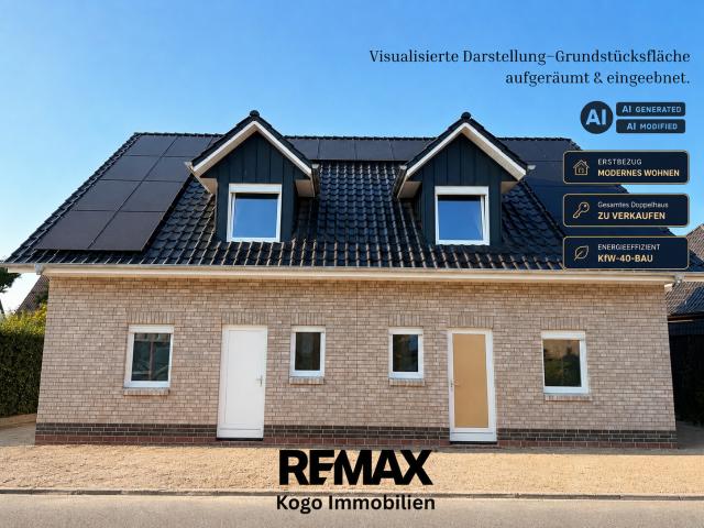 Moderner Neubau Doppelhaus KfW 40 mit PV Anlage, Wärmepumpe und durchdachter Raumaufteilung