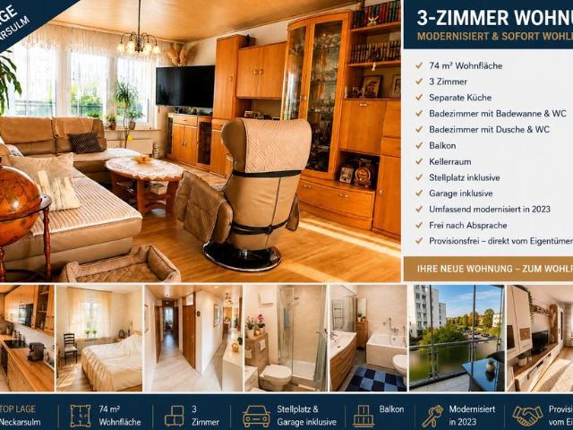 Modernisierte 3 Zimmer Wohnung in Top Lage Provisionsfrei