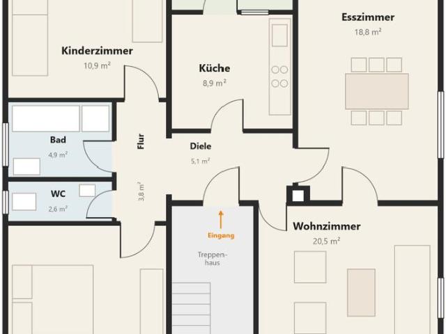 Modernisierte 4 Zi Wohnung 90 m², Balkon, Garage, provisionsfrei