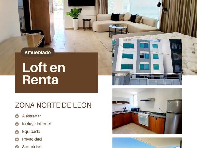 Moderno Loft amueblado y equipado en renta en Lomas del Campestre, León
