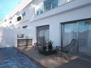 Moradia em banda T3, piscina e terraço com vista mar, Fuseta, Algarve