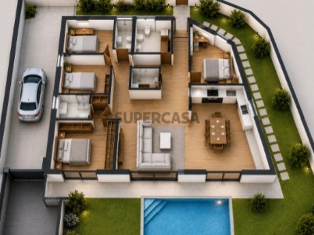 Moradia T4 térrea contemporânea com piscina e garagem