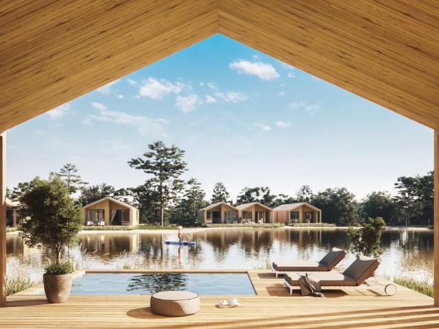 Lake house V2 com piscina privada e lago em Eco resort na Co. 91m² Vau