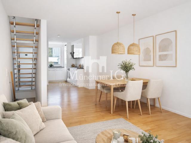 MÜNCHNER IG: Lichtdurchflutete Maisonette mit Garten und Haus im Haus Charakter in Solln