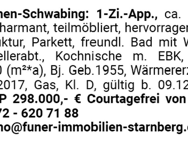 München Schwabing: 1 Zi. App