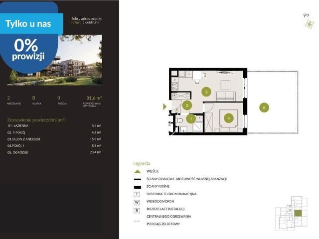 Na sprzedaż nowoczesne 2 pokojowe mieszkanie 42 m² w Bydgoszczy