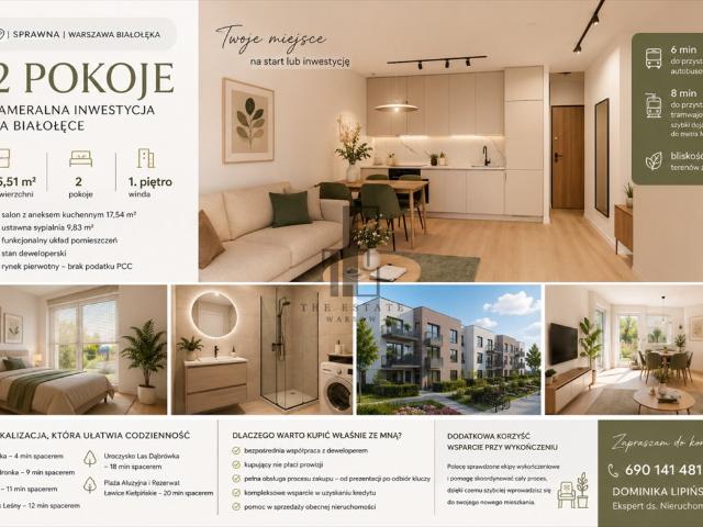Funkcjonalne 2 pokojowe mieszkanie 35,51 m² w Warszawie Białołęka
