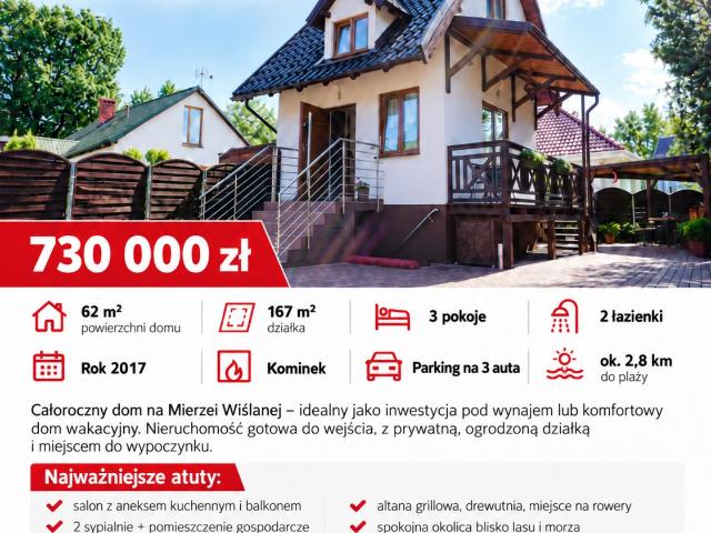 Na sprzedaż przestronny dom 62 m² w Sztutowie