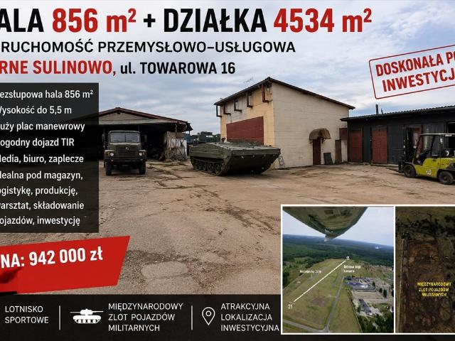 Na sprzedaż przestronna nieruchomość przemysłowa 4 534 m² w Bornem Sulinowie