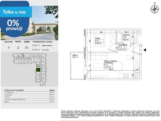 Na sprzedaż przestronne mieszkanie 34,94 m² w Osielsku