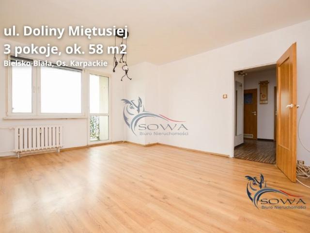 Na sprzedaż przestronne 3 pokojowe mieszkanie 58 m² z balkonem