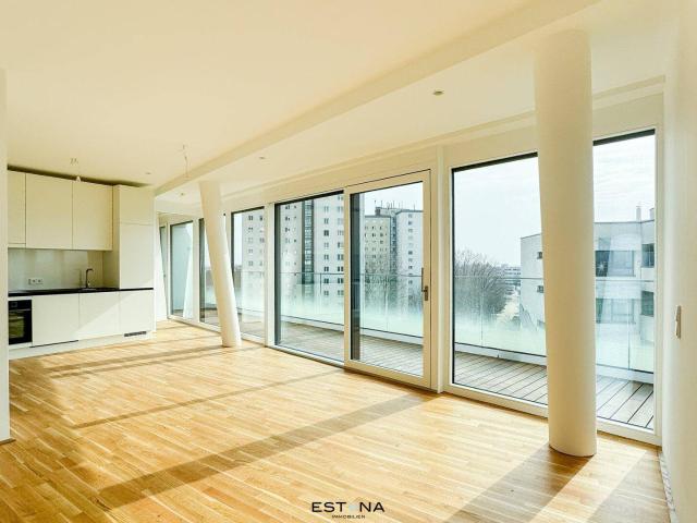 Nähe UNO City Pärchenwohnung mit perfektem Grundriss und Temperierung im Sommer Neubau