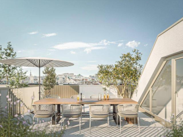 Naschmarkt, 2 Zimmer Erstbezug mit 9 m² Loggia und 29 m² Dachterrasse