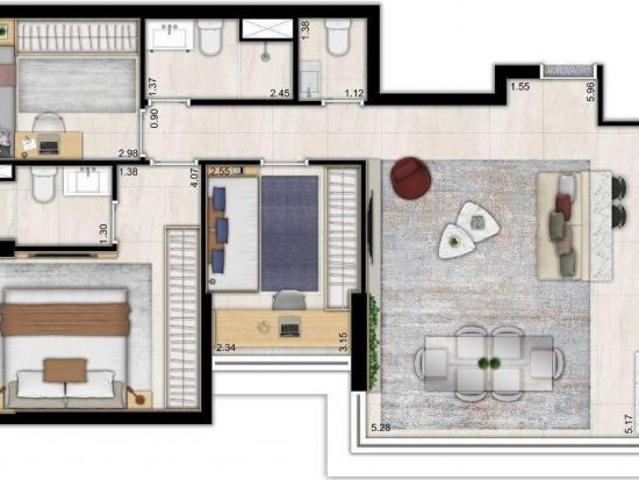 Nattur Nova Klabin | Construtora Trisul | Pronto | 79 metros | 03 dormitórios | suíte | varanda gour
