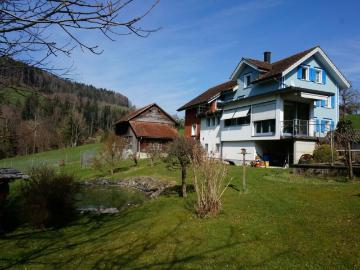 Naturnahes Wohnen mit Aussicht Einfamilienhaus mit Doppelgarage, Scheune und grossem Garten