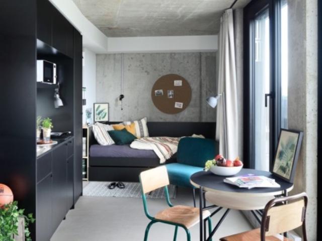 Neon Holz Studentenhaus Penthouse Balkon Neon Wood Student Housing Penthouse Balcony