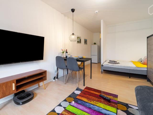 Near Cologne fair: Newly furnished sunny studio with balcony & parking, Koln Amsterdam Apartments for Rent
