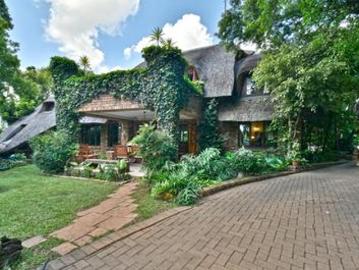nestled between lush trees, this tim.